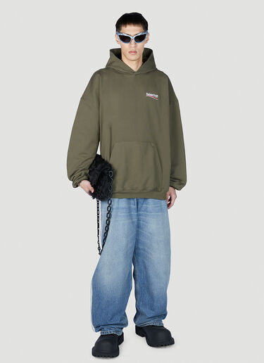 Balenciaga 로고 프린트 후드 스웨트셔츠 카키 bal0151024