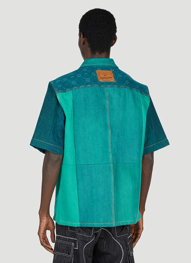 Marine Serre Panelled Denim Shirt Green mrs0152015