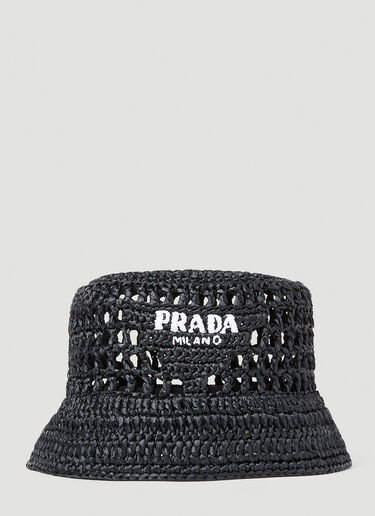 Prada 라피아 우븐 버킷 햇 블랙 pra0252027