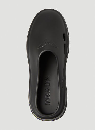 Prada Logo Embossed Foam Mules Black pra0149039