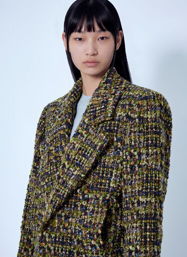 Saint Laurent Single-Breasted Jacket in Tweed Green sla0265017