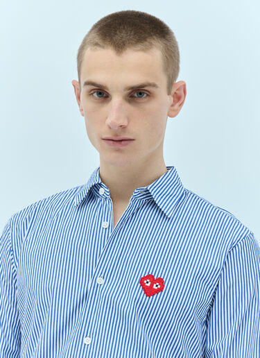 Comme Des Garçons PLAY Logo Patch Striped Shirt Blue cpl0355020