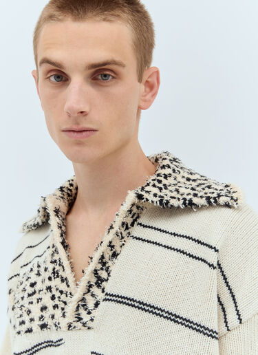 Bottega Veneta Contrast Pattern Knit Sweater Cream bov0157008