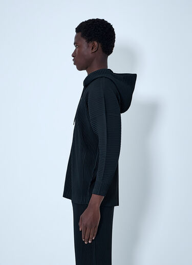 Homme Plissé Issey Miyake Pinstripe Hooded Jacket Black hmp0164002