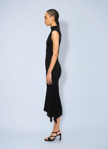 LN-CC® - Off-White: Fluid Sleeveless Midi Dress - Black Off-White Fluid Sleeveless Midi Dress Black ofw0264049