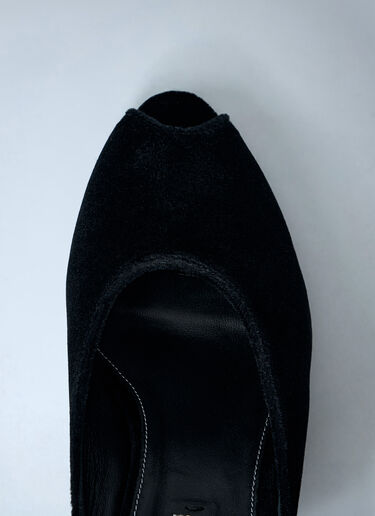 TOTEME Velvet Peep-Toe Wedge Mules Black tot0263055