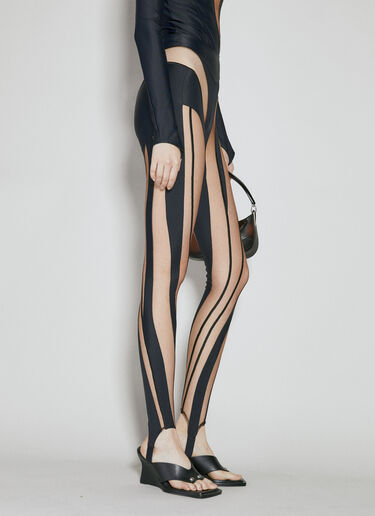 Mugler Women's Sheer Spiral Leggings in Black