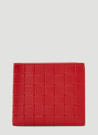 Bottega Veneta Embossed Leather Bi-Fold Wallet Red bov0143027