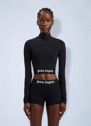 Palm Angels Classic Logo Long-Sleeved Mockneck Top Black pma0264248