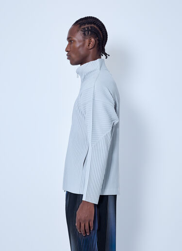 LN-CC® - Homme Plissé Issey Miyake: Pleated Zip-Up Cardigan - Grey Homme Plissé Issey Miyake Pleated Zip-Up Cardigan Grey hmp0166012