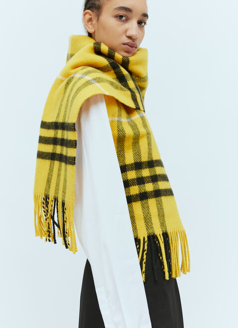Burberry Check Wool Cashmere Scarf Yellow bur0254015