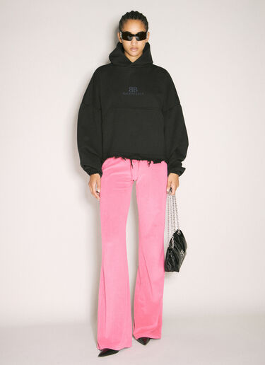 Balenciaga 로고 크롭 후드티셔츠 블랙 bal0257010
