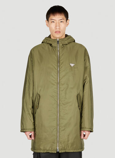 Prada Logo Plaque Coat Olive pra0152027