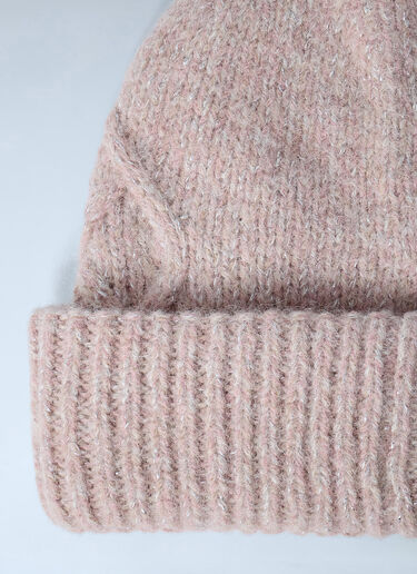 Moncler Logo Motif Beanie Hat Pink mon0262041