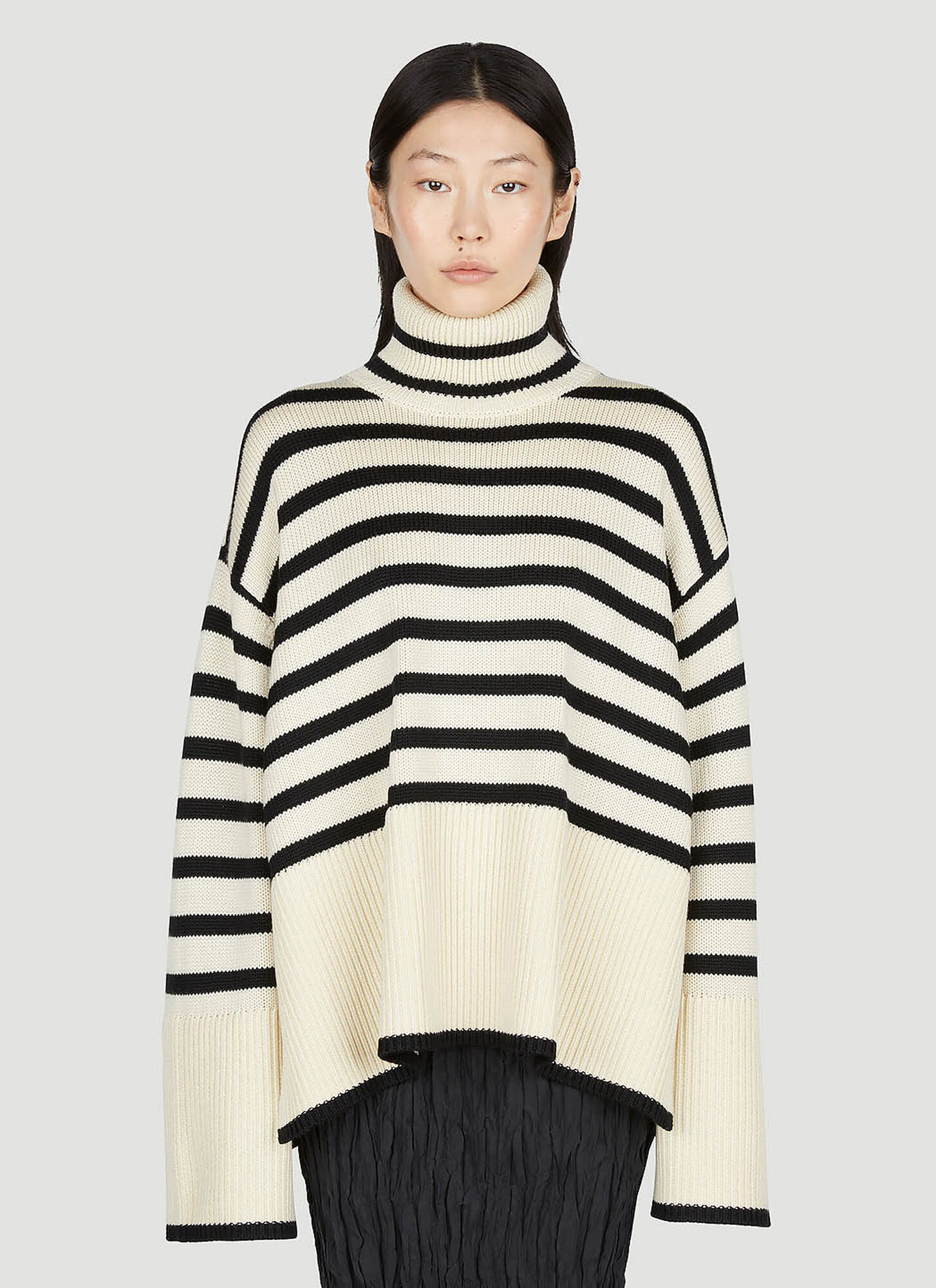Shop Totême Striped Sweater In White