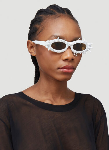 Kuboraum Spiked Oval Sunglasses White kub0339003