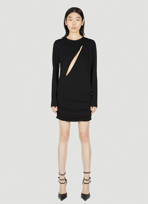 GANNI Slashed Mini Dress Black gan0251023