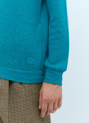 Gucci Logo Embroidery Knit Sweater Blue guc0153034