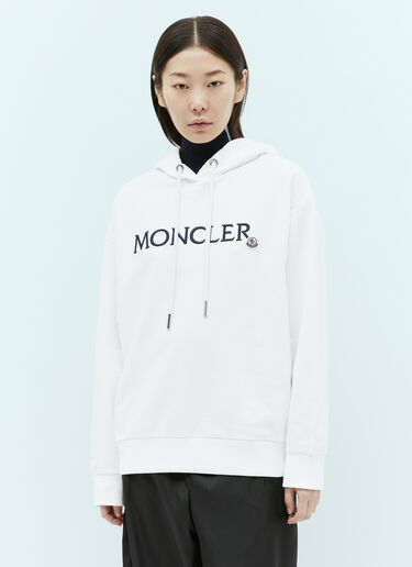 Moncler Logo Embroidery Hooded Sweatshirt White mon0255034