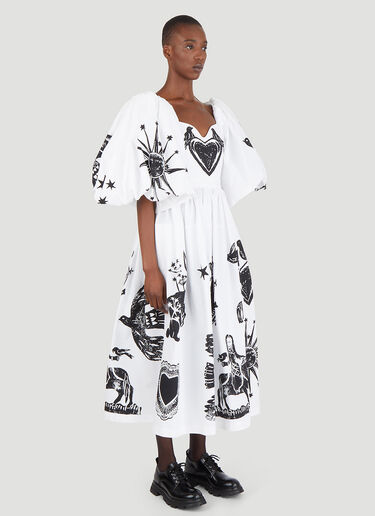 Alexander McQueen Papercut Print Dress White amq0245008