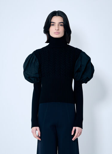 Max Mara Balloon Sleeve Knit Top Black max0259015