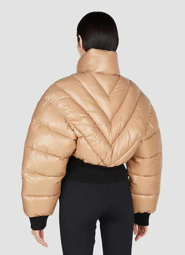 Mugler Corset Cropped Puffer Jacket Camel mug0251010