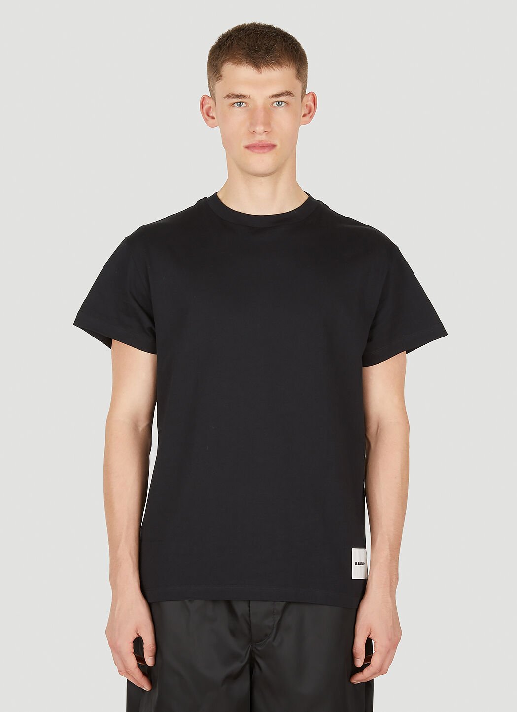 Jil Sander Set of Three Logo Print T-Shirts Black jil0155009