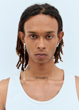 Walter Van Beirendonck Extra Long Viscous Drop Earrings Silver wlt0158026