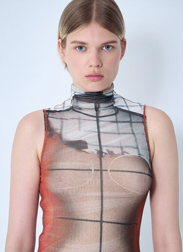 Jean Paul Gaultier 파이어 메시 탱크 탑 오렌지 jpg0261007