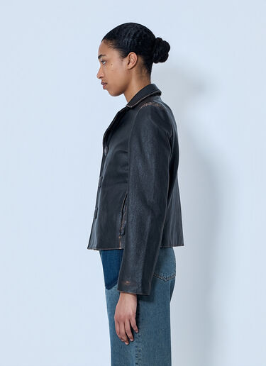 MM6 Maison Margiela Leather Button-Front Jacket Black mmm0264051