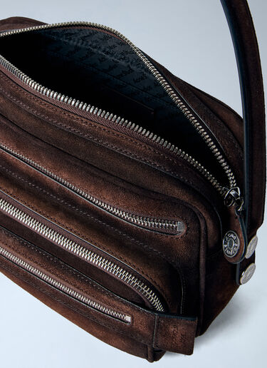 LN-CC® - Acne Studios: Camero Party Suede Shoulder Bag - Dark Brown Acne Studios Camero Party Suede Shoulder Bag Dark Brown acn0265034