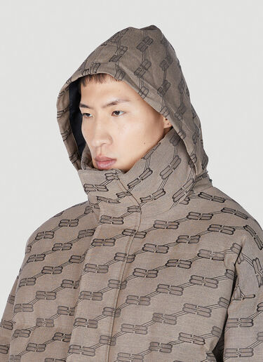 Balenciaga Logo Jacquard Puffer Jacket In Grey