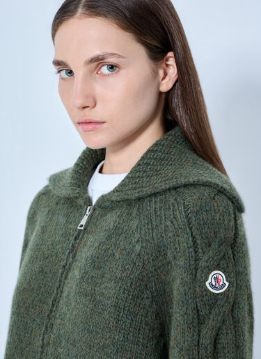 LN-CC® - Moncler: Zipped Knit Sweater - Dark Green Moncler Zipped Knit Sweater Dark Green mon0266013