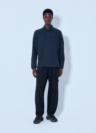LN-CC® - Stone Island: Long Sleeve Polo Shirt - Black Stone Island Long Sleeve Polo Shirt Black sto0165075