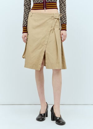 Dries Van Noten Wraparound Midi Skirt Beige dvn0256006