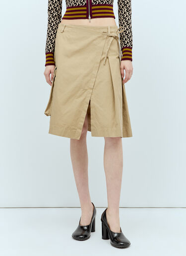 Dries Van Noten Wraparound Midi Skirt Beige dvn0256006