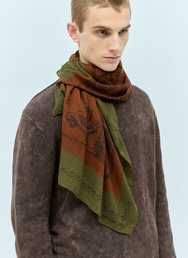 Acne Studios 薄羊毛印花围巾 橙色 acn0156029