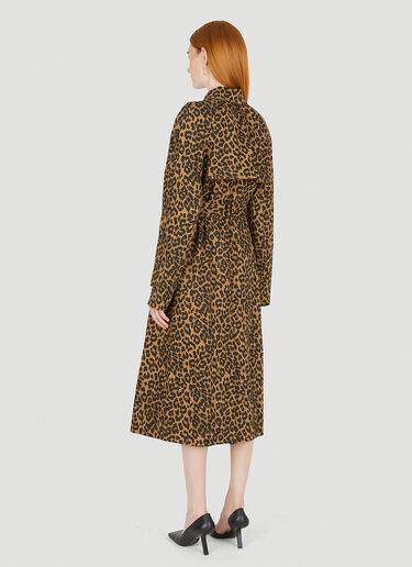 Rokh Leopard Print Trench Coat Brown rok0249007