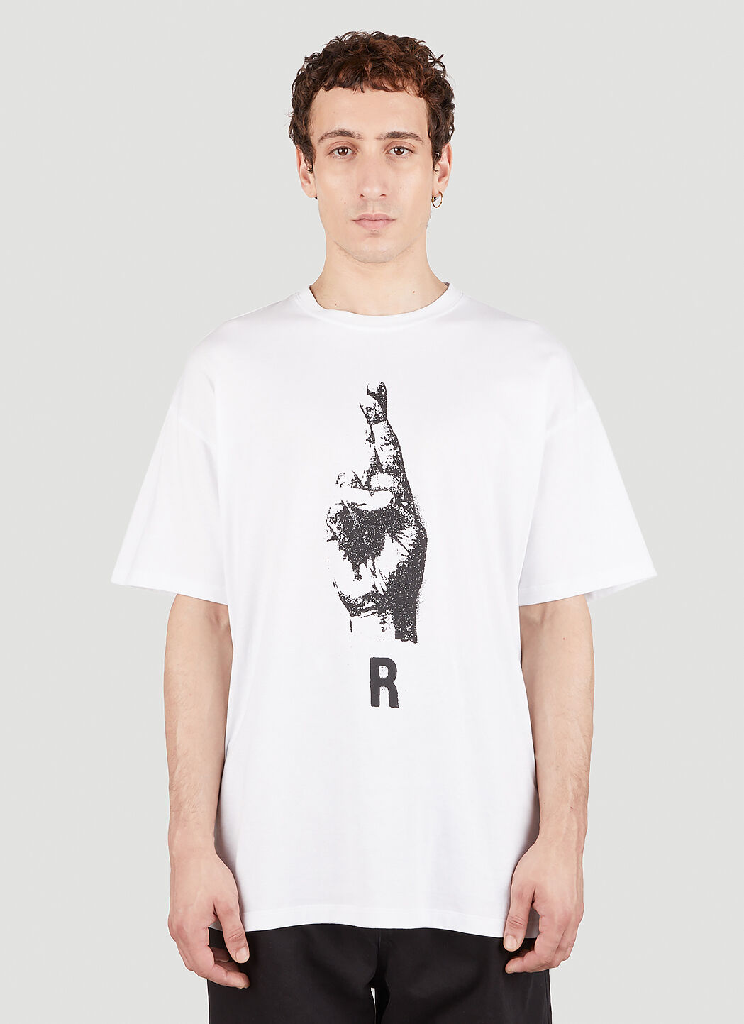 Raf Simons x Fred Perry 그래픽 프린트 티셔츠 블랙 rsf0152002