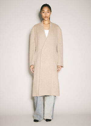 MM6 Maison Margiela Wraparound Belted Coat White mmm0259003