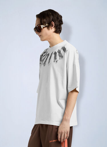 LN-CC® - Palm Angels: Big Neck Logo Loose Tee - White Palm Angels Big Neck Logo Loose Tee White pma0166113