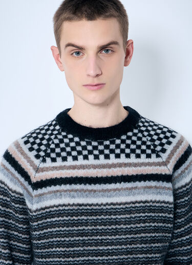 NÒMARYTHM TEXTILE Checker And Striped Sweater Grey nma0158002