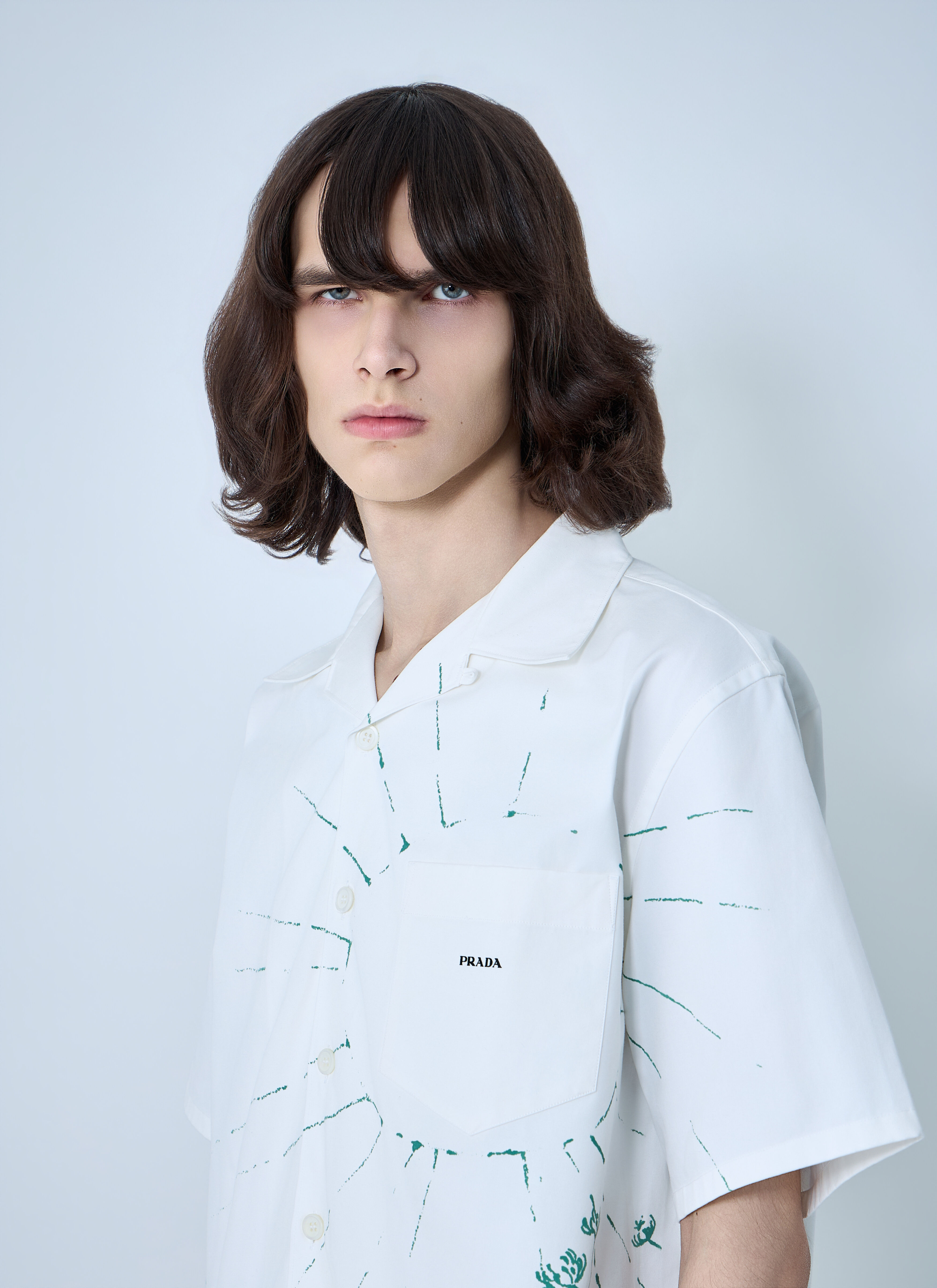 Prada Men's' Wave-Print Oversized Shirt in Green | LN-CC®