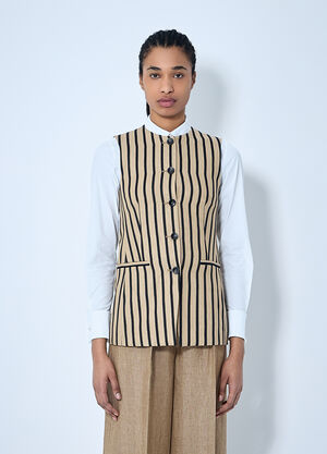 Max Mara Striped Waistcoat Beige max0260035