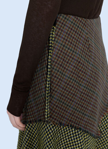LN-CC® - GANNI: Woollen Check Patchwork Long Skirt - Green GANNI Woollen Check Patchwork Long Skirt Green gan0266014
