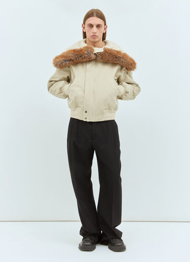 Burberry Faux-Fur Trim Bomber Jacket Cream bur0157013