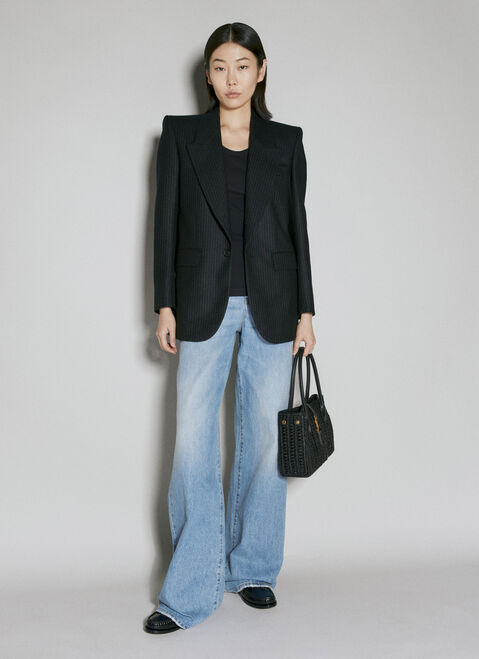 Saint Laurent Wool Pinstripe Blazer Black sla0253002