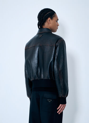 Prada Leather Bomber Jacket Black pra0160001