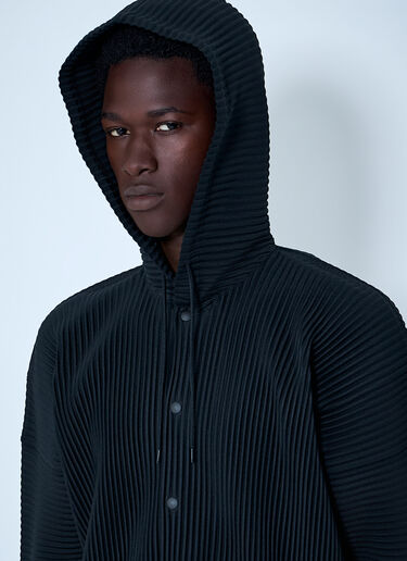 Homme Plissé Issey Miyake Pinstripe Hooded Jacket Black hmp0164002