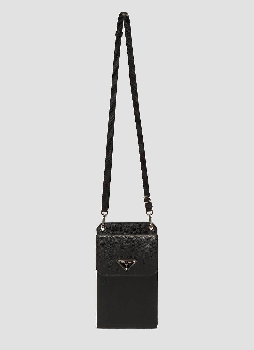 Saint Laurent Saffiano Leather Phone Case Black sla0138034
